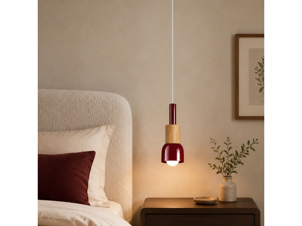 Metalen hanglamp "Elwood" - 10 x 25 cm - Rood