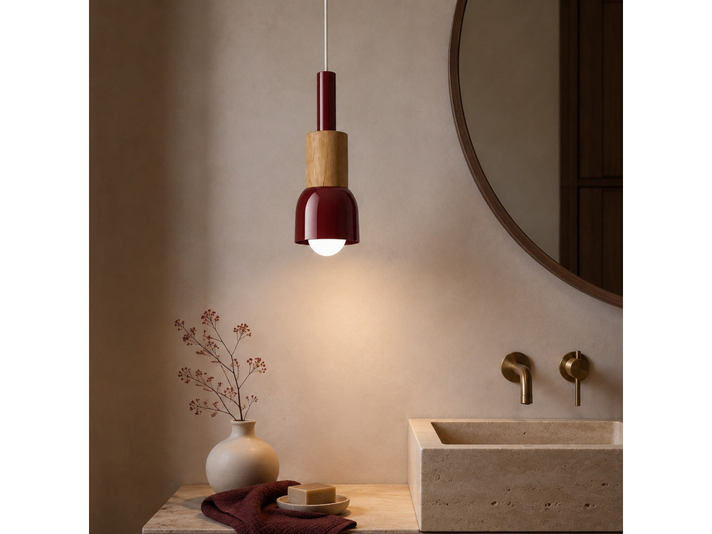Metalen hanglamp "Elwood" - 10 x 25 cm - Rood