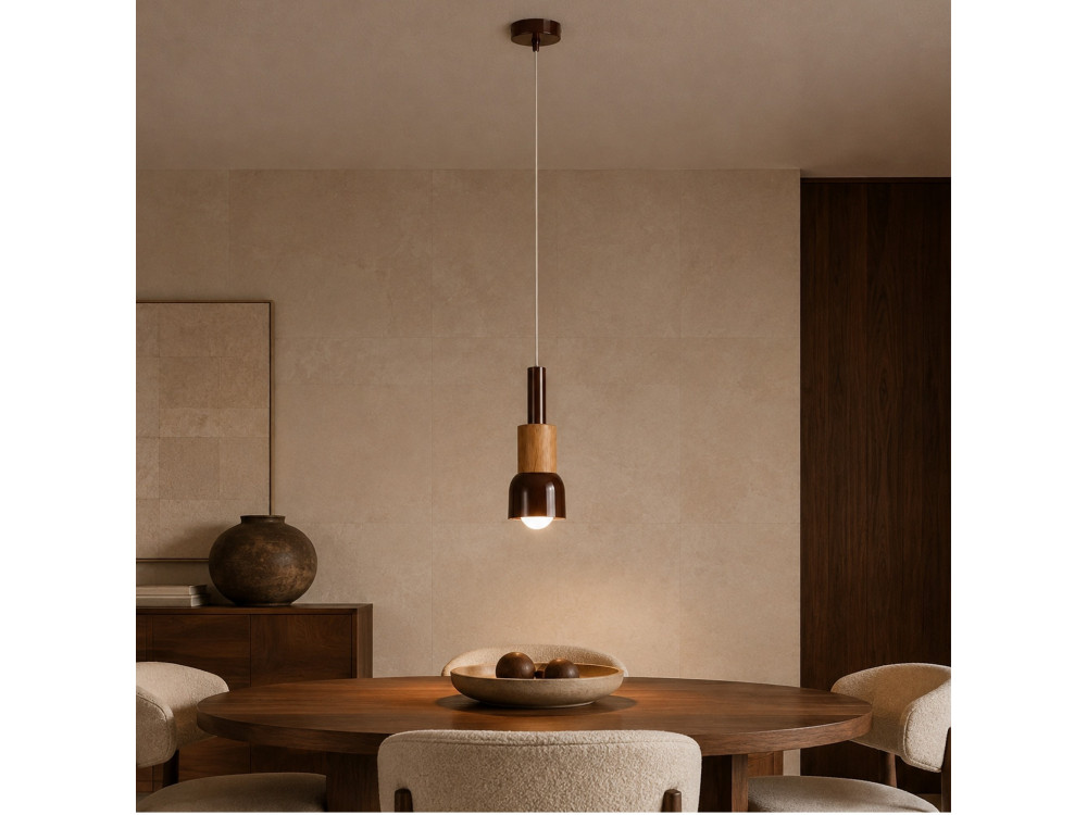 Metalen hanglamp "Elwood" - 10 x 25 cm - Bruin