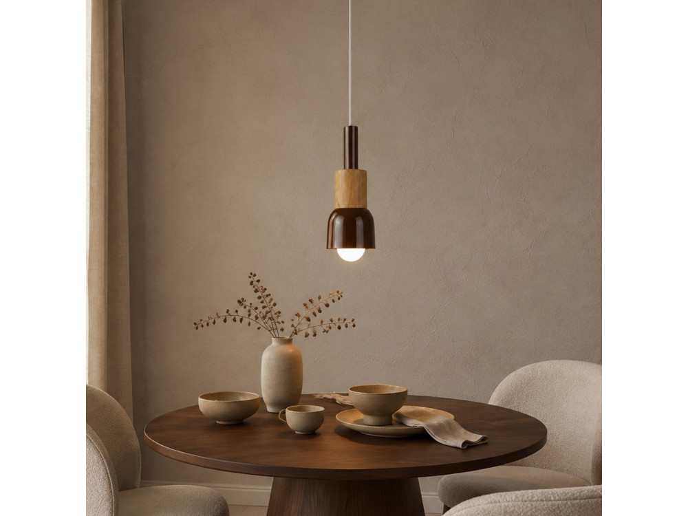 Metalen hanglamp "Elwood" - 10 x 25 cm - Bruin