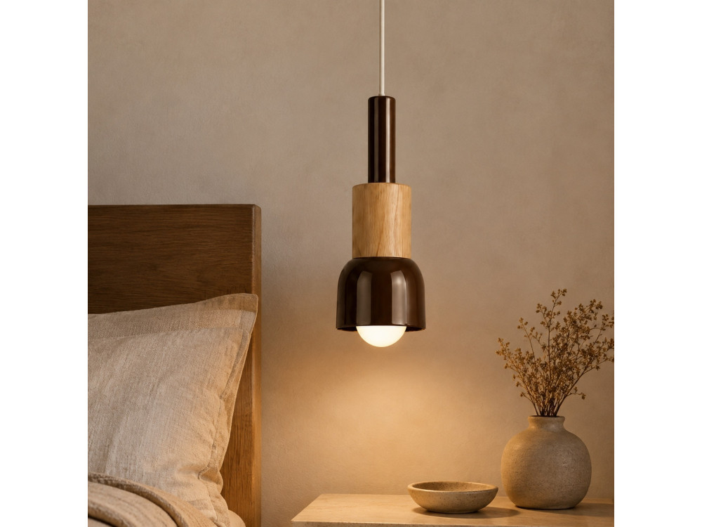 Metalen hanglamp "Elwood" - 10 x 25 cm - Bruin