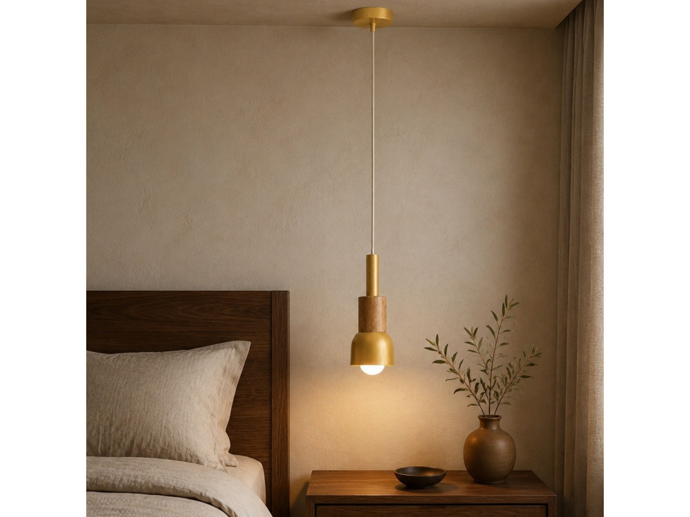 Metalen hanglamp "Elwood" - 10 x 25 cm - Geel