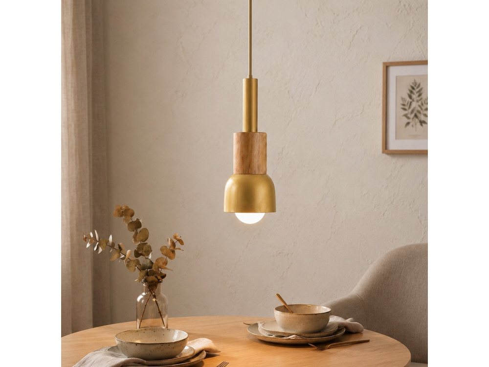 Metalen hanglamp "Elwood" - 10 x 25 cm - Geel