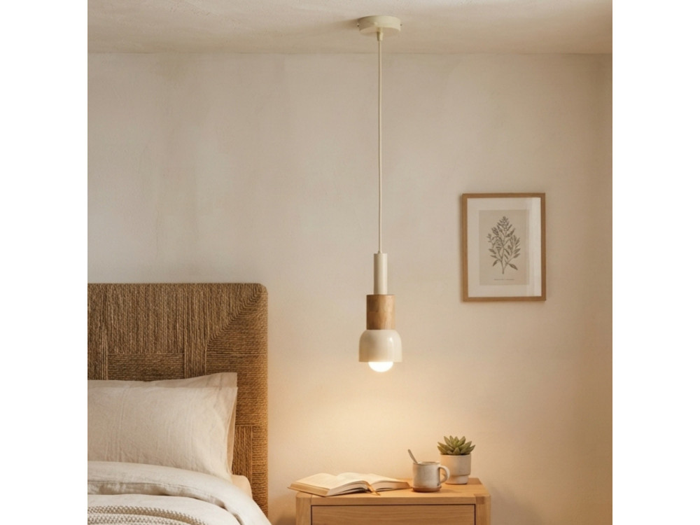 Metalen hanglamp "Elwood" - 10 x 25 cm - Beige