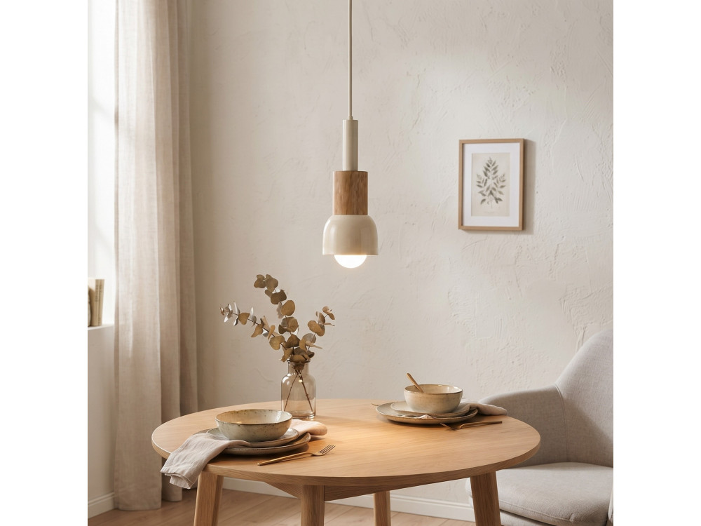 Metalen hanglamp "Elwood" - 10 x 25 cm - Beige