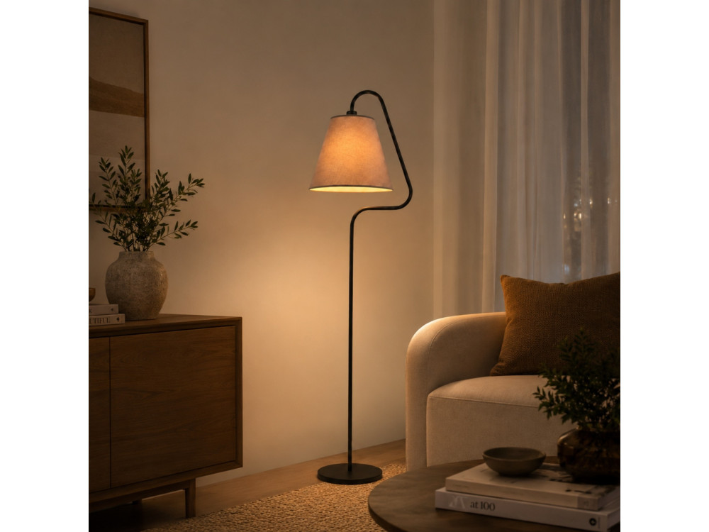 Metalen staande lamp "Altur" - 45 x 35 x 162 cm - Zwart