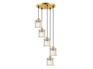 Metalen kroonluchter "Yakops" - 47 x 47 x 105 cm - Geel