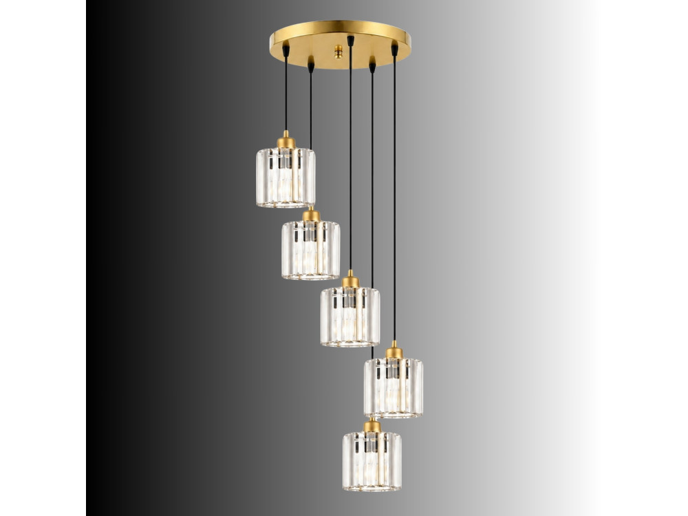 Metalen kroonluchter "Yakops" - 47 x 47 x 105 cm - Geel