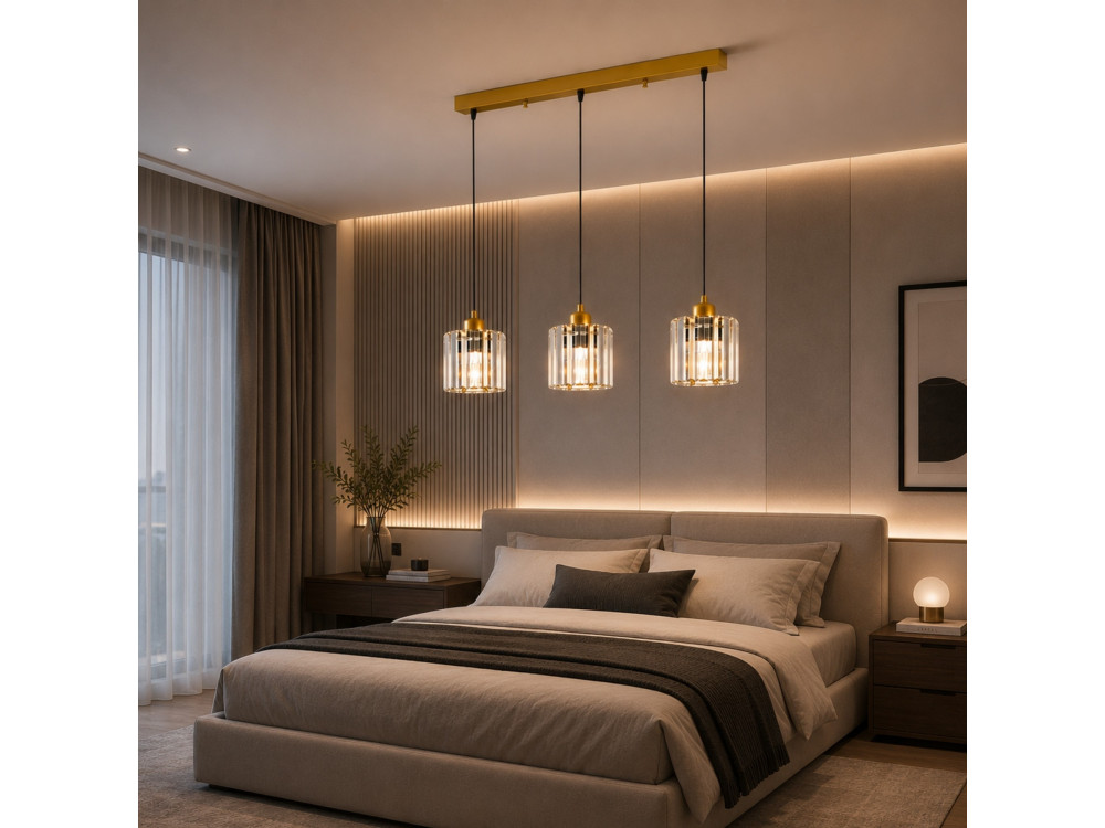 Metalen kroonluchter "Yakops" - 65 x 13 x 105 cm - Geel