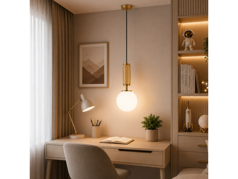 Metalen hanglamp "Moira" - 15 x 15 x 120 cm - Geel