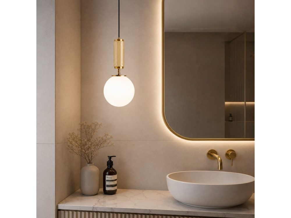 Metalen hanglamp "Moira" - 15 x 15 x 120 cm - Geel