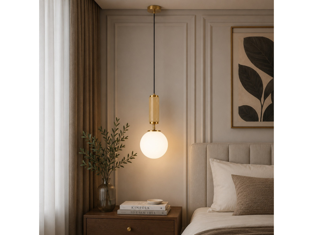 Metalen hanglamp "Moira" - 15 x 15 x 120 cm - Geel