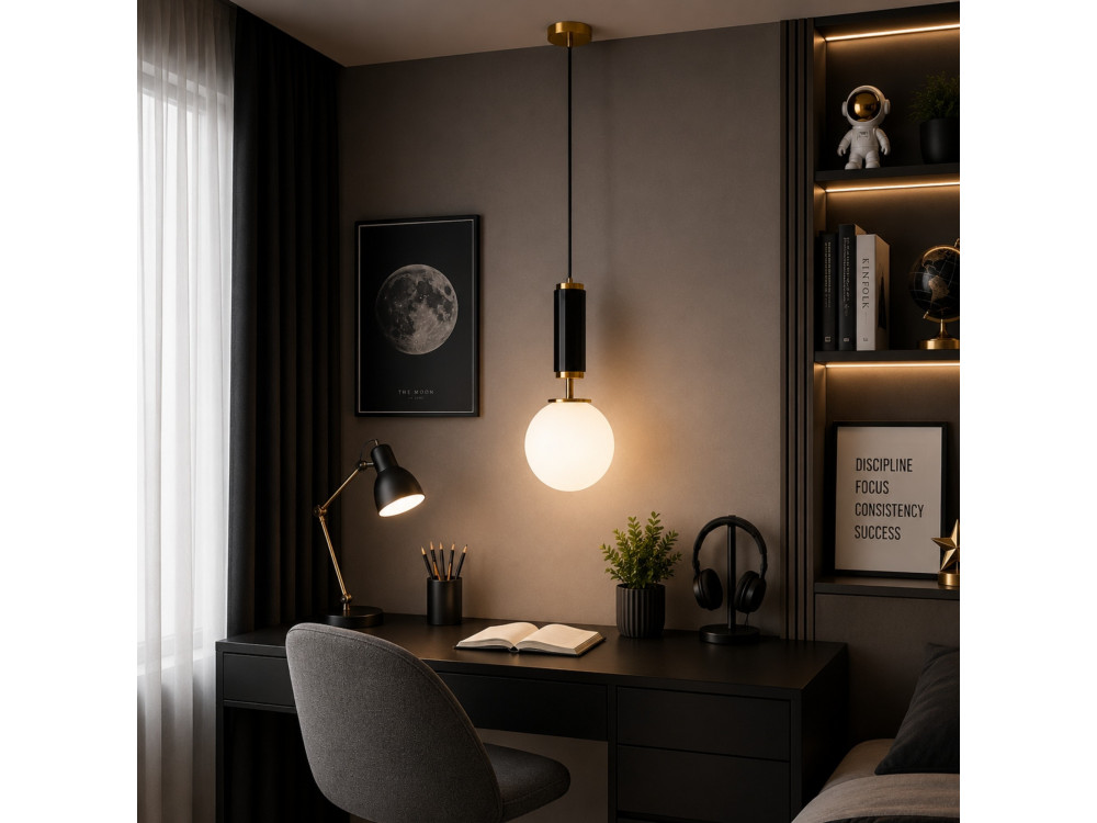 Metalen hanglamp "Moira" - 15 x 15 x 120 cm - Zwart