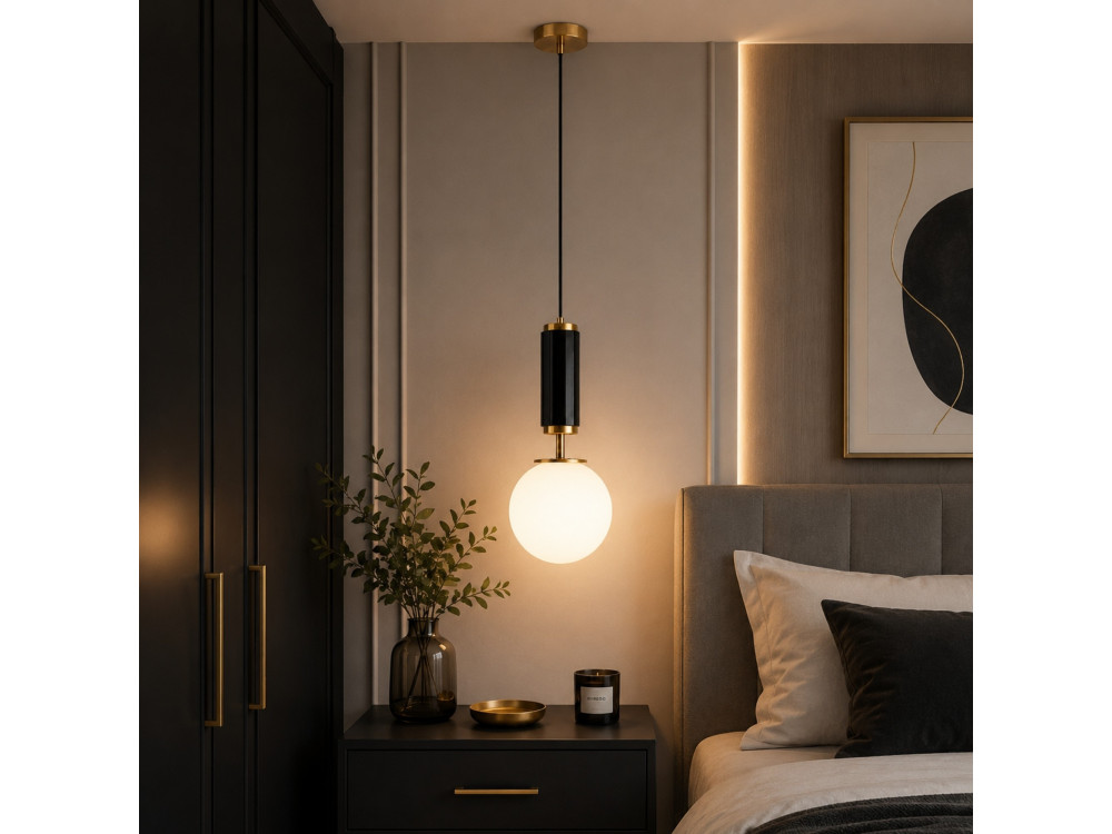 Metalen hanglamp "Moira" - 15 x 15 x 120 cm - Zwart