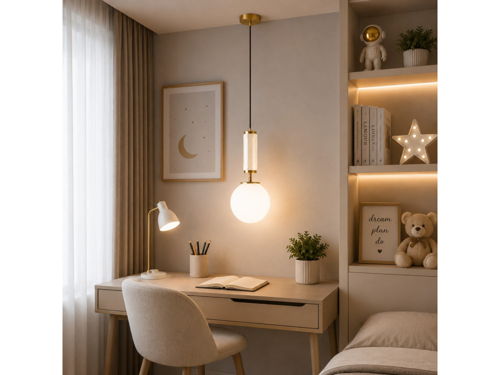 Metalen hanglamp "Moira" - 15 x 15 x 120 cm - Beige