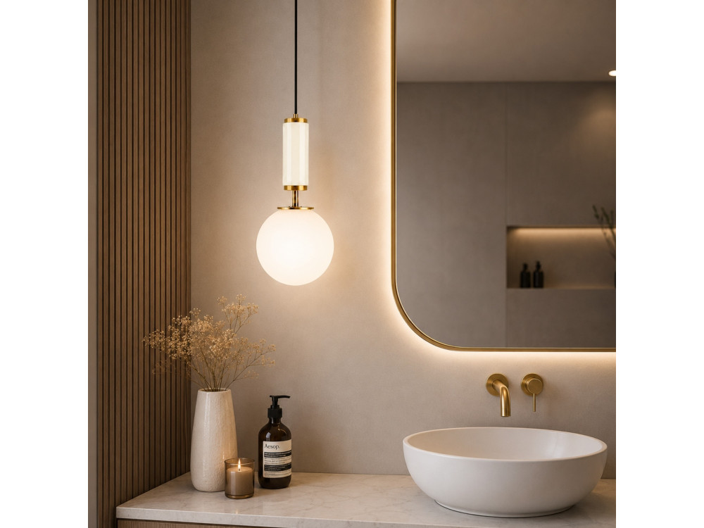 Metalen hanglamp "Moira" - 15 x 15 x 120 cm - Beige