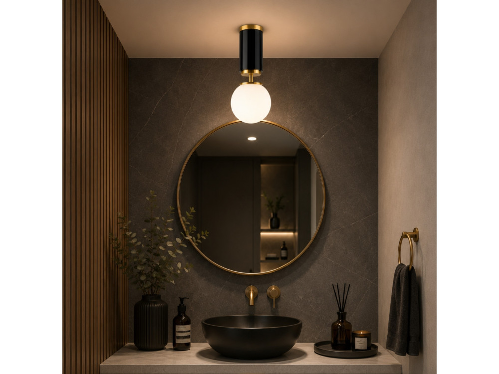 Metalen plafondlamp "Moira" - 15 x 15 x 38 cm - Zwart