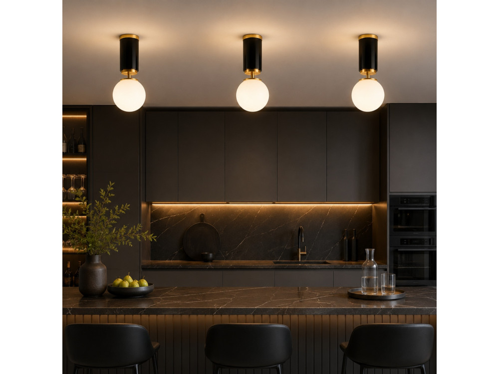 Metalen plafondlamp "Moira" - 15 x 15 x 38 cm - Zwart