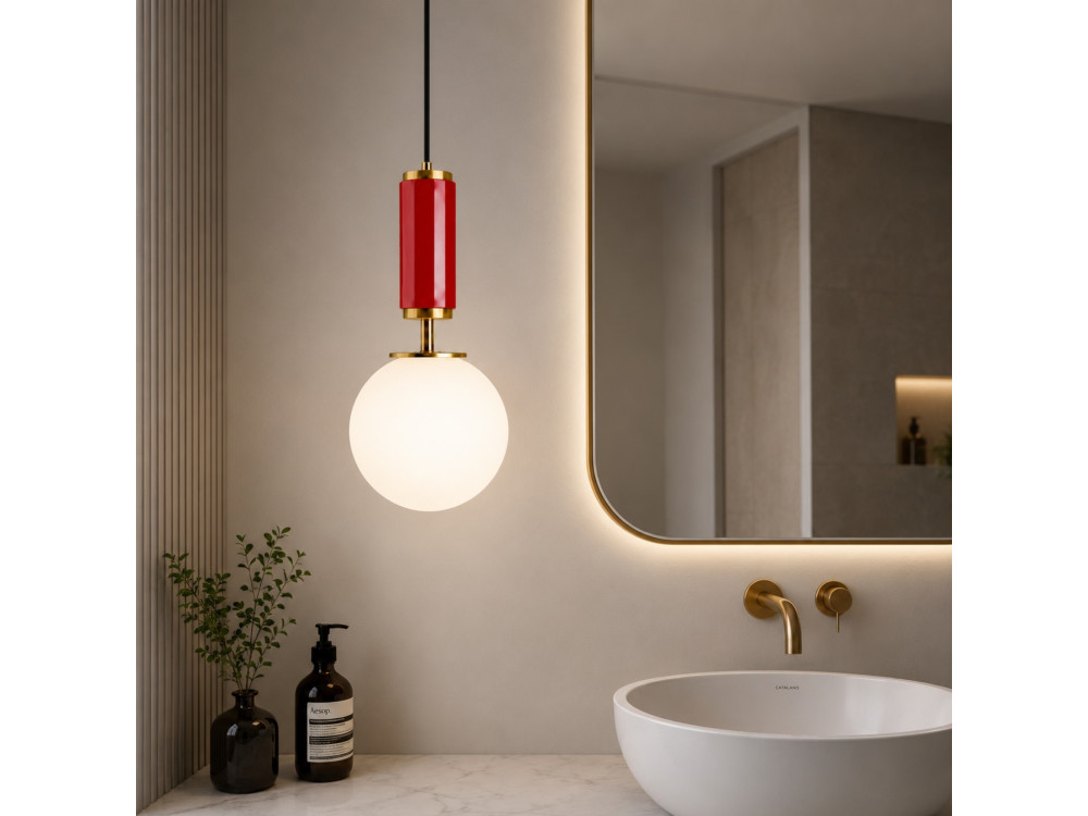 Metalen hanglamp "Moira" - 15 x 15 x 120 cm - Rood