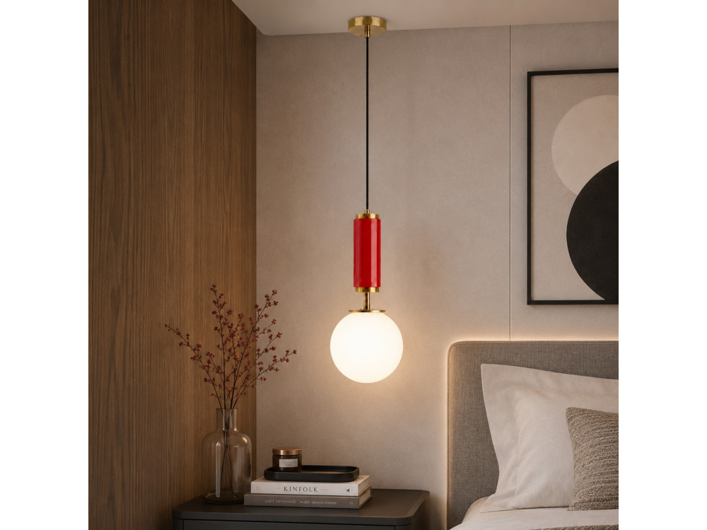 Metalen hanglamp "Moira" - 15 x 15 x 120 cm - Rood