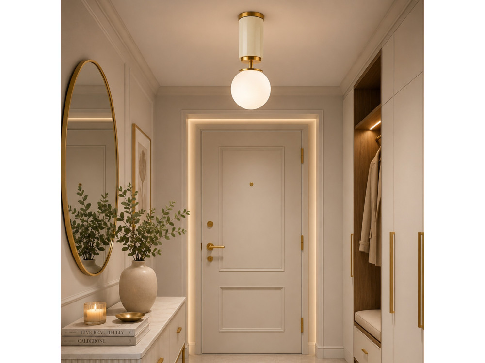 Metalen plafondlamp "Moira" - 15 x 15 x 38 cm - Beige