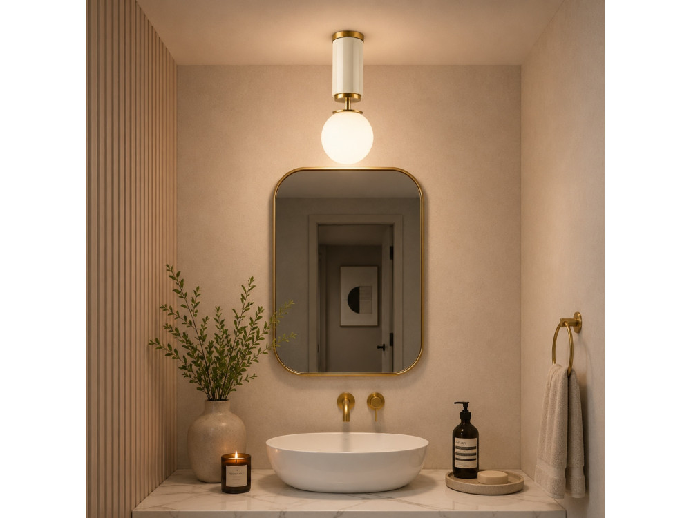Metalen plafondlamp "Moira" - 15 x 15 x 38 cm - Beige