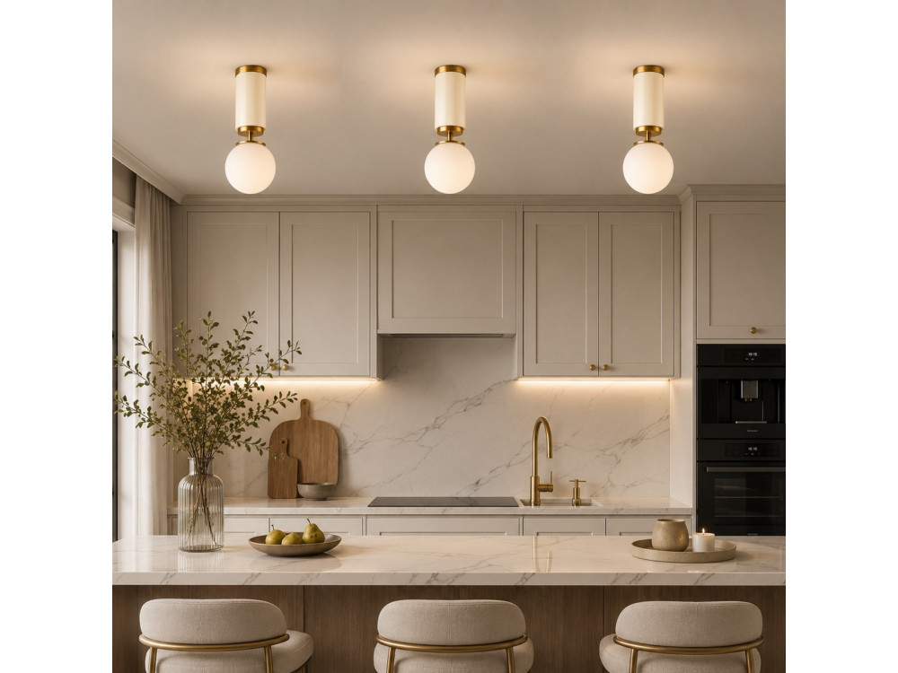 Metalen plafondlamp "Moira" - 15 x 15 x 38 cm - Beige