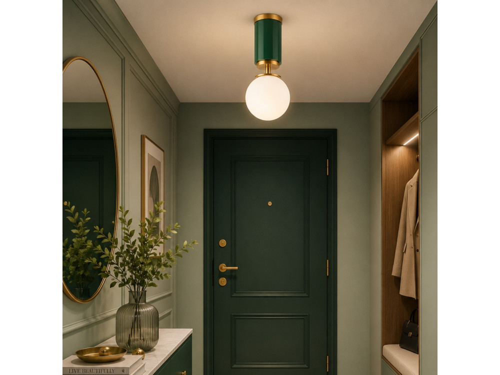 Metalen plafondlamp "Moira" - 15 x 15 x 38 cm - Groen