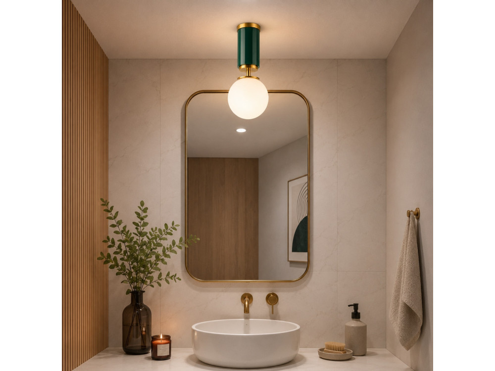 Metalen plafondlamp "Moira" - 15 x 15 x 38 cm - Groen