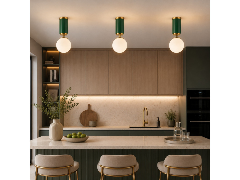 Metalen plafondlamp "Moira" - 15 x 15 x 38 cm - Groen