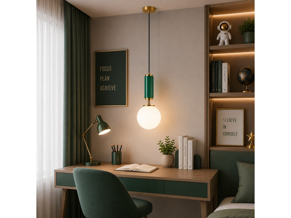 Metalen hanglamp "Moira" - 15 x 15 x 120 cm - Groen