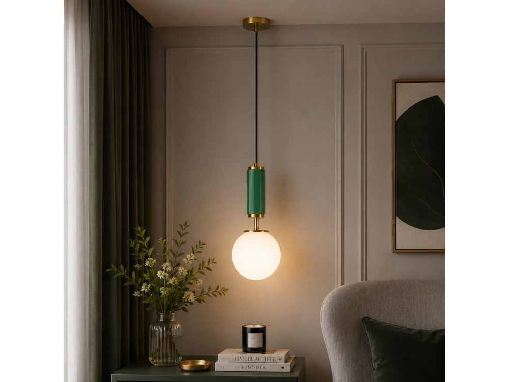 Metalen hanglamp "Moira" - 15 x 15 x 120 cm - Groen
