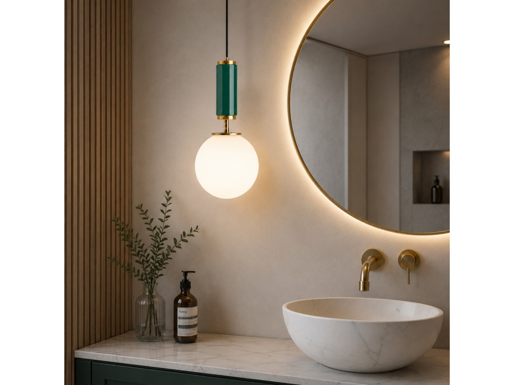 Metalen hanglamp "Moira" - 15 x 15 x 120 cm - Groen