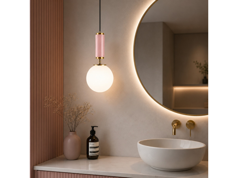 Metalen hanglamp "Moira" - 15 x 15 x 120 cm - Roze