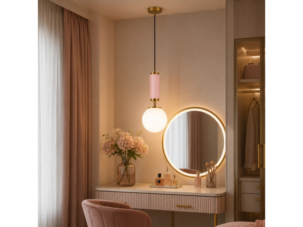 Metalen hanglamp "Moira" - 15 x 15 x 120 cm - Roze