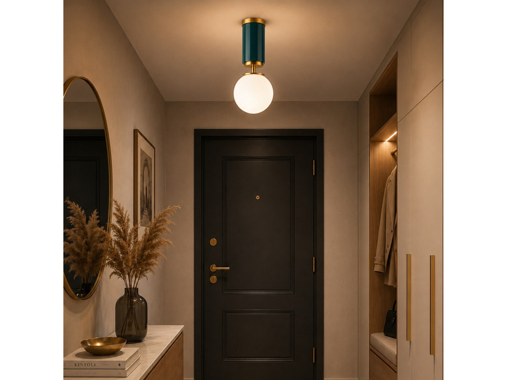 Metalen plafondlamp "Moira" - 15 x 15 x 38 cm - Groen