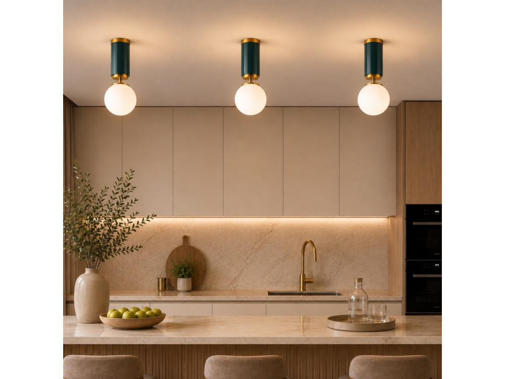 Metalen plafondlamp "Moira" - 15 x 15 x 38 cm - Groen
