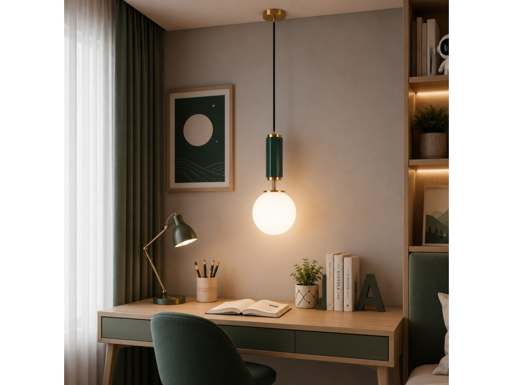 Metalen hanglamp "Moira" - 15 x 15 x 120 cm - Groen