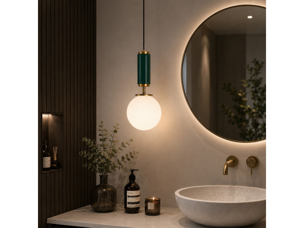 Metalen hanglamp "Moira" - 15 x 15 x 120 cm - Groen