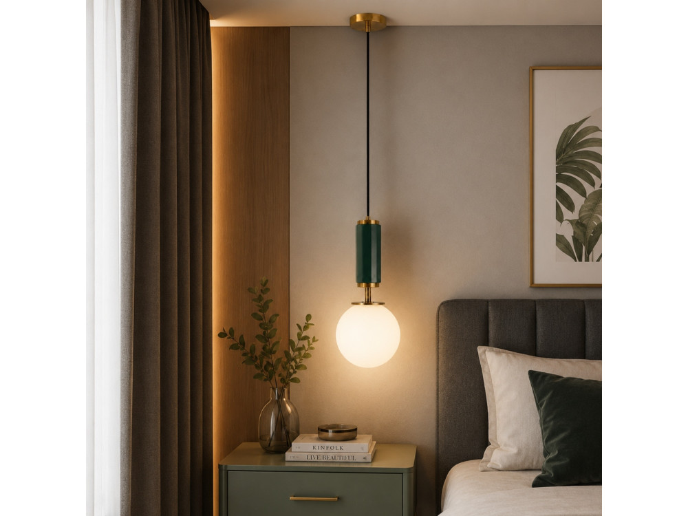Metalen hanglamp "Moira" - 15 x 15 x 120 cm - Groen