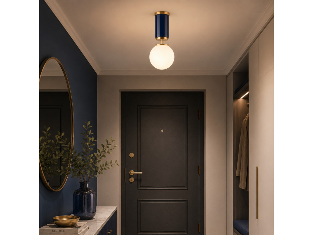 Metalen plafondlamp "Moira" - 15 x 15 x 38 cm - Blauw