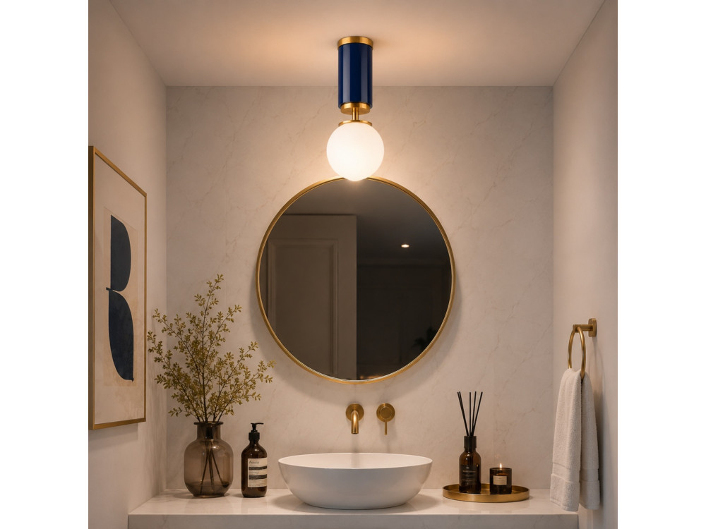 Metalen plafondlamp "Moira" - 15 x 15 x 38 cm - Blauw