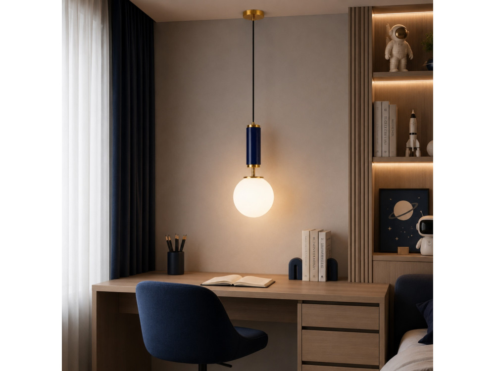Metalen hanglamp "Moira" - 15 x 15 x 120 cm - Blauw