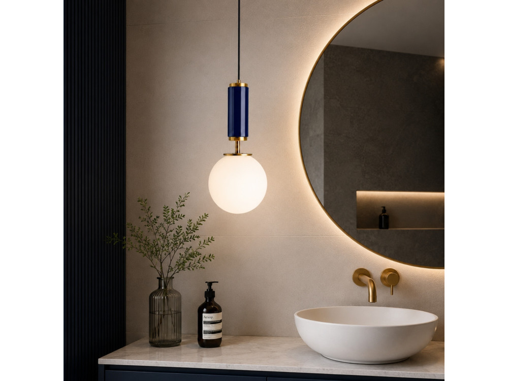 Metalen hanglamp "Moira" - 15 x 15 x 120 cm - Blauw
