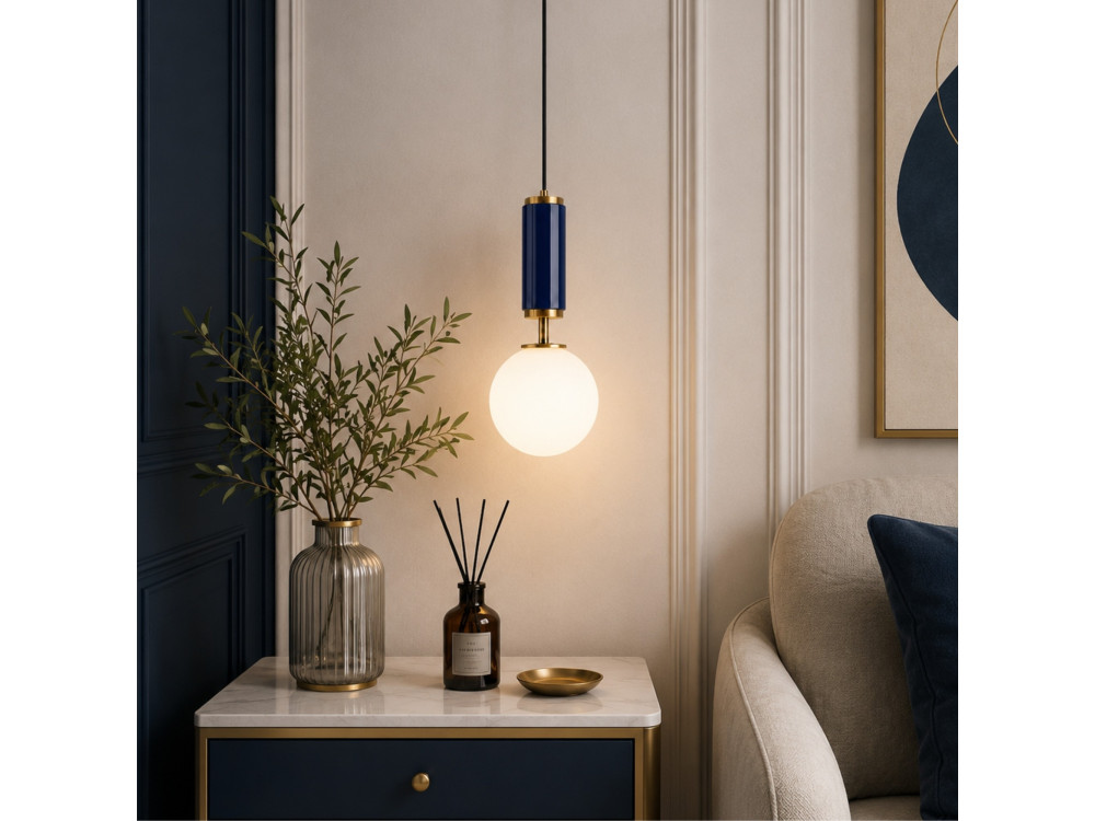 Metalen hanglamp "Moira" - 15 x 15 x 120 cm - Blauw
