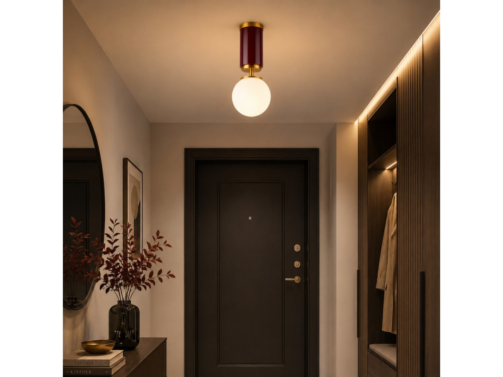Metalen plafondlamp "Moira" - 15 x 15 x 38 cm - Rood