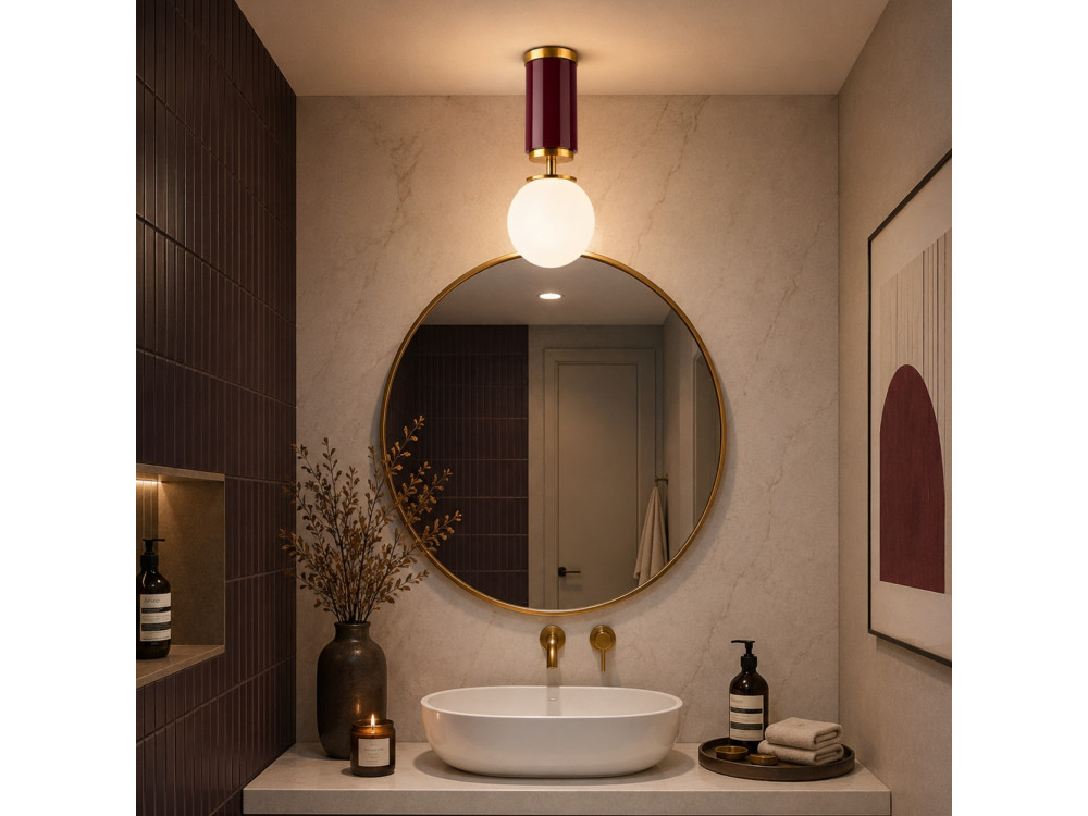 Metalen plafondlamp "Moira" - 15 x 15 x 38 cm - Rood