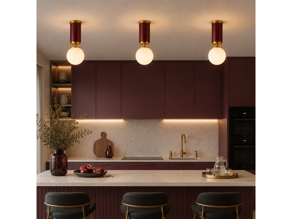 Metalen plafondlamp "Moira" - 15 x 15 x 38 cm - Rood