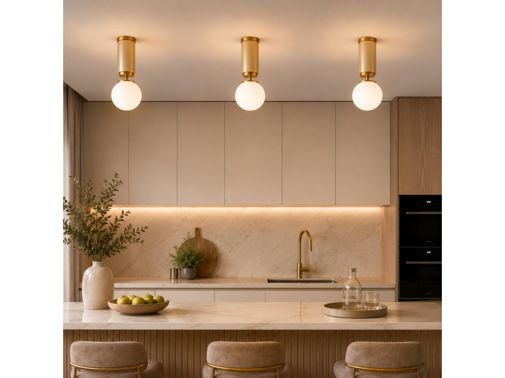 Metalen plafondlamp "Moira" - 15 x 15 x 38 cm - Geel