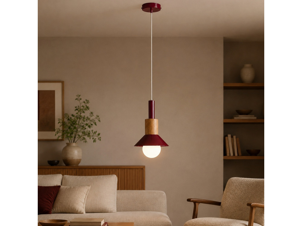 Metalen hanglamp "Elwood" - 14 x 26 cm - Rood